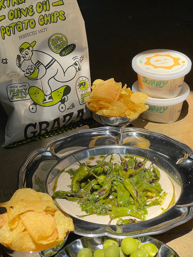 Blistered Shishito Dip with Sunny Fine Foods