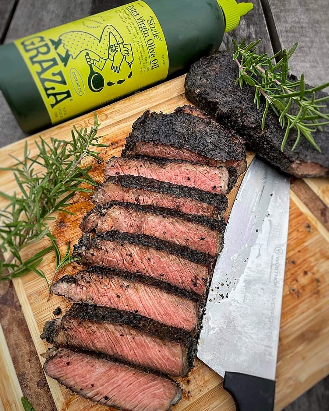 Sizzle Strip Steak Cooked in Olive Oil Recipe